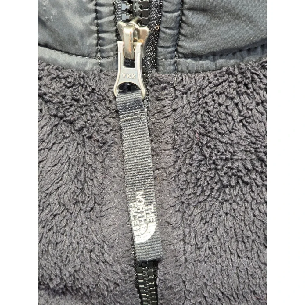 The North Face Boys Chimborazo Full Zip Hooded Fleece Jacket Black Flaw Sz 6